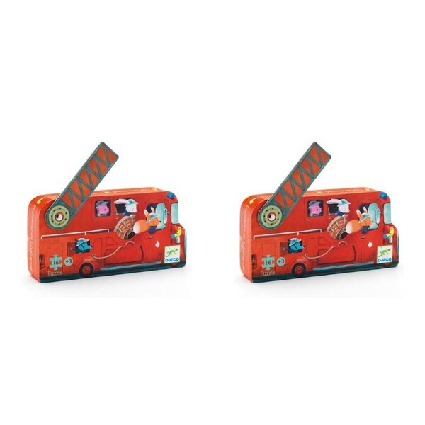 32pc Djeco The Fire Truck Silhouette Jigsaw Puzzle Kids Game 22x11cm 3y+