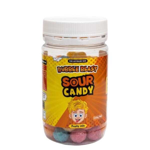 Bubble Blast Sour Fruity Mix Rock Candy 240g