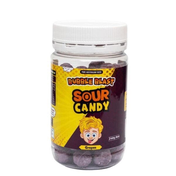 Bubble Blast Sour Grapes Rock Candy 240g