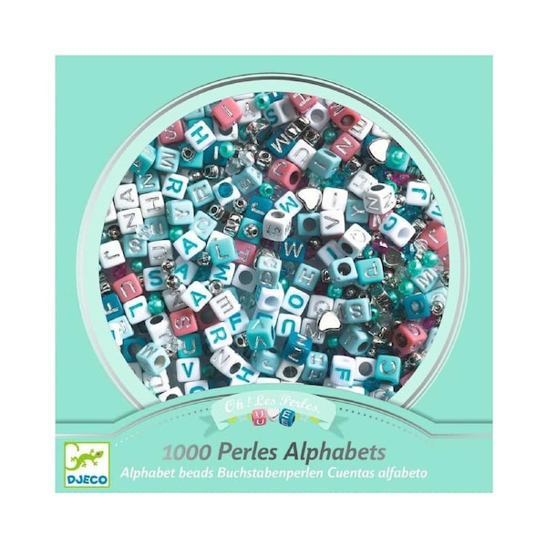 Djeco Silver Alphabet Beads 15x15cm Jewelry Making Craft Kit Kids/Children 6y+