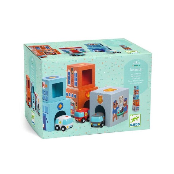 Djeco Topani Car Blocks Kids/Children Interactive Play Stacking Toy Set 18m+