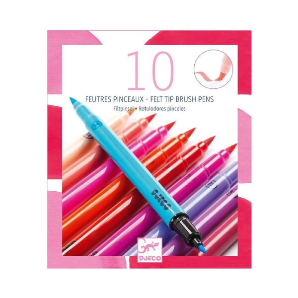 10pc Djeco Felt Brushes Sweet Kids Art/Craft Paint/Draw Colouring Pen Set 6y+
