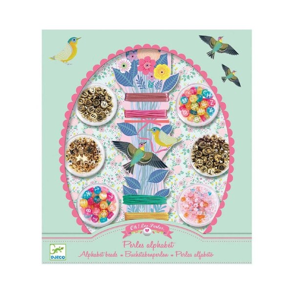 Djeco Alphabet Beads Pendants Letters Kids/Children DIY Craft Accessory Kit 6y+