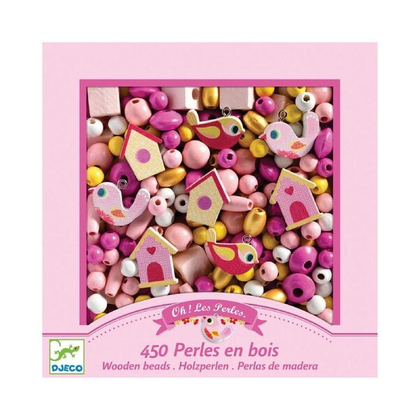 Djeco Birds Wooden Beads Charm Kids/Children DIY Craft Accessory Kit 4y+