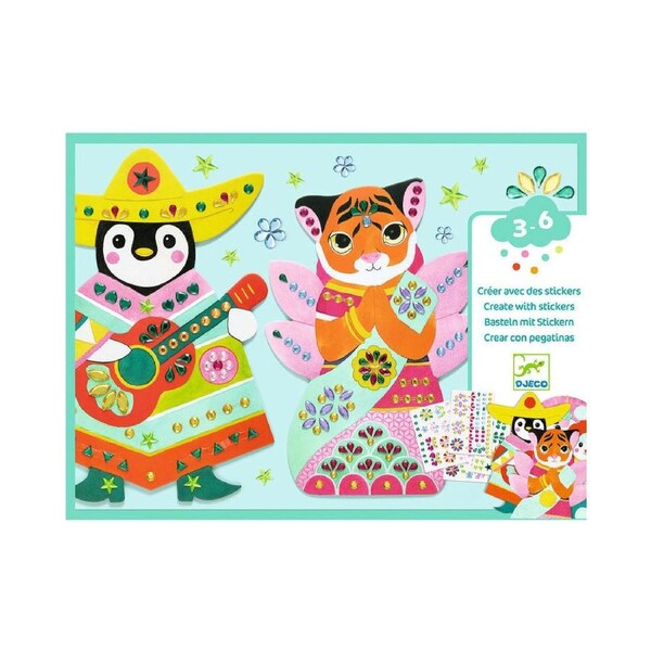 Djeco Rhinestones & Collage Decorative Sticker Set 20x29cm Kids/Children 3y+