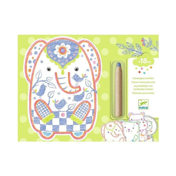 Djeco Wild Animals Colouring Reveal Activity Set 20x26cm Kids/Children 18m+