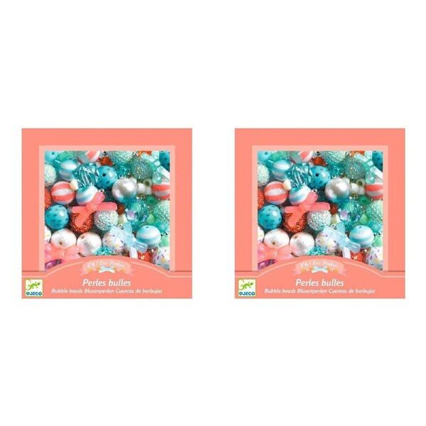 2x Djeco Silver Bubble Beads 15x15cm Jewelry Making Craft Kit Kids/Children 4y+