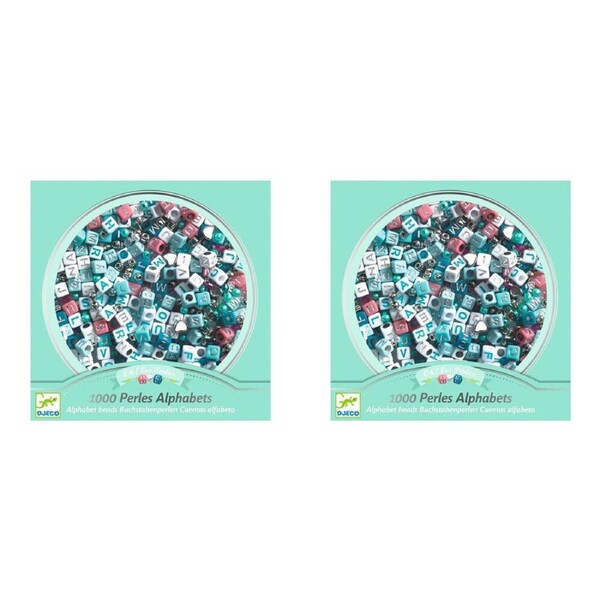 2x Djeco Silver Alphabet Beads 15x15cm Jewelry Making Kit Kids/Children 6y+