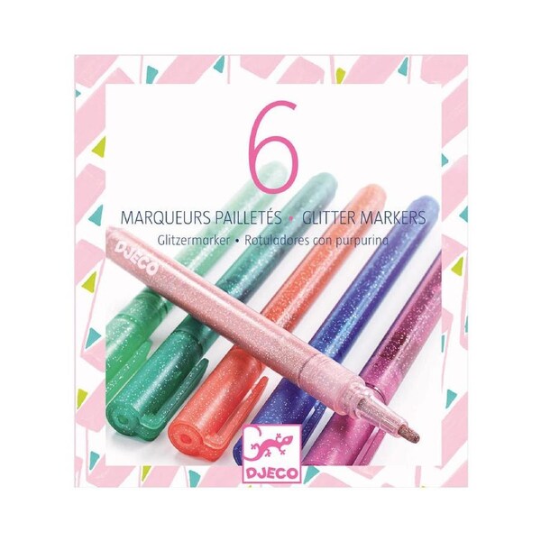 6pc Djeco Sweet Glitter Marker Set Kids/Children Colouring Stationery 6y+