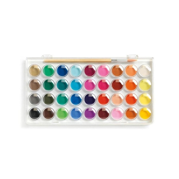 Djeco 36-Gouache Colour Paint Palette w/ Brush Set Kids/Children Art/Craft 6+