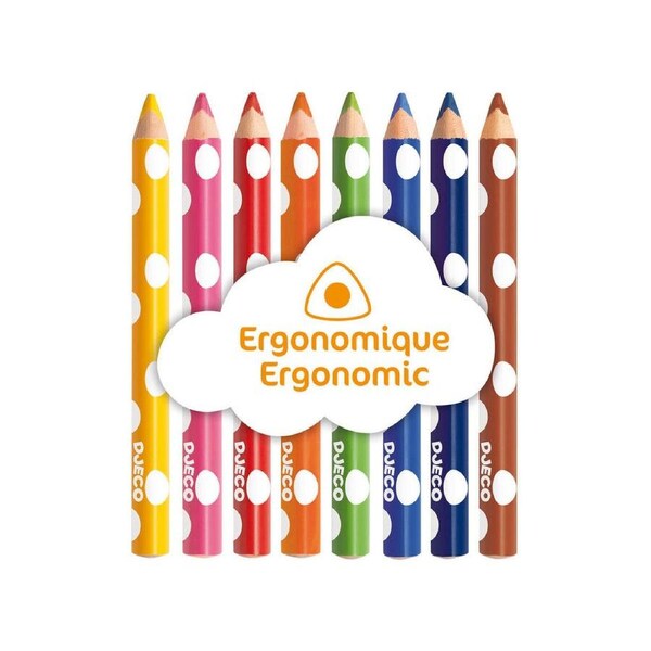 8pc Djeco Little Ones Coloured Pencil Kids/Children Drawing/Colouring 18m+