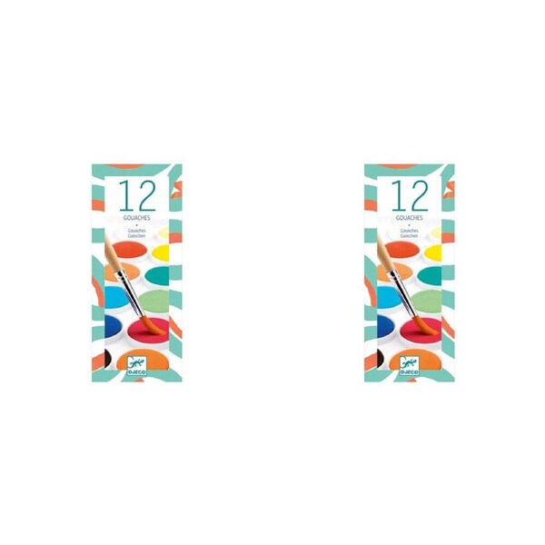 2x Djeco 12 Water Colour Palette Classic Kids Art/Craft Paint Set w/ Brush 6y+