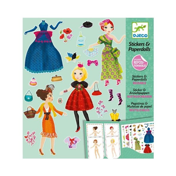 Djeco Massive Fashion Stickers & Paper Dolls Reusable Set Kids Craft 6y+