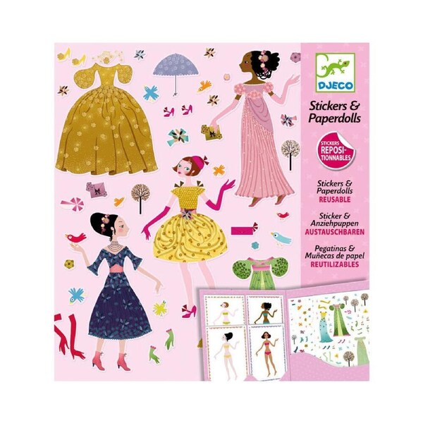 Djeco Dresses Through Seasons Stickers & Paper Dolls Reusable Set Kids 6y+