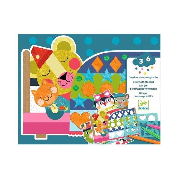 14pc Djeco Neat But Fun Drawing w/ Stencils Activity Art/Craft Kit Kids 3y+