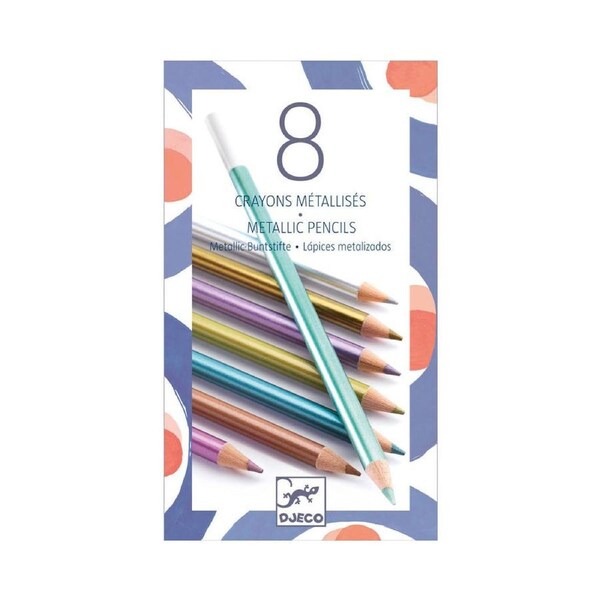 8pc Djeco Metallic Colouring Pencils Stationery Writing Kids Art/Craft 6y+