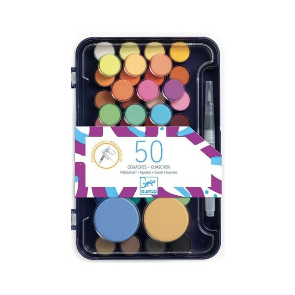 Djeco Artist's Palette Watercolour Paint w/ Brush Set Kids Art Painting 6y+