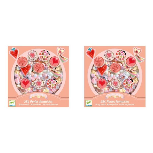 2x Djeco Heart Fancy Beads Pendants Kids/Children DIY Craft Accessory Kit 6y+