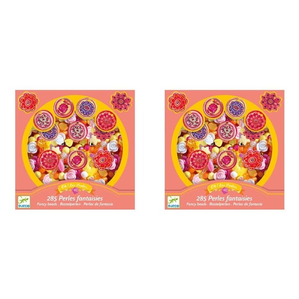 2x Djeco Flower Fancy Beads Pendants Kids/Children DIY Craft Accessory Kit 6y+