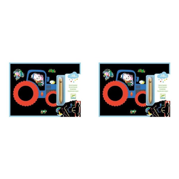 2x Djeco Learning About Vehicles Scratch Cards/Boards 21x28cm Kids/Children 18m+