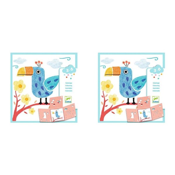 2x Djeco Animal Stencils Set 18x18cm Art Tracing Educational Toy Kids/Child 3y+