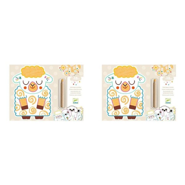2x Djeco Domestic Animals Colour Reveal Activity Set 20x26cm Kids/Children 18m+