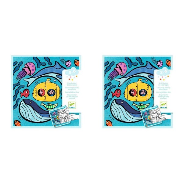 2x Djeco Ocean Colouring Dispenser 20x20cm Educational Toy Kids/Children 3y+