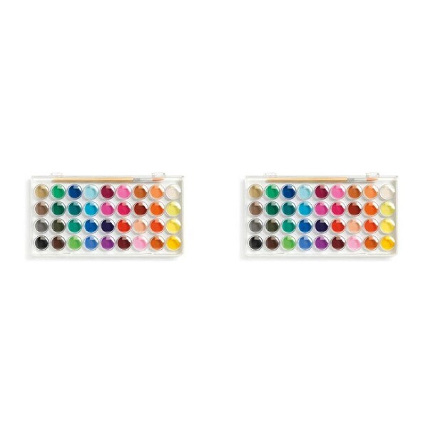 2x Djeco 36-Gouache Colour Paint Palette w/ Brush Set Kids/Children Art/Craft 6+