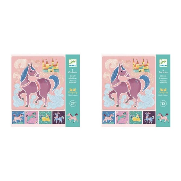 10pc Djeco Plastic Horse Art/Craft 20x20cm Drawing Stencils Kids/Children 4y+