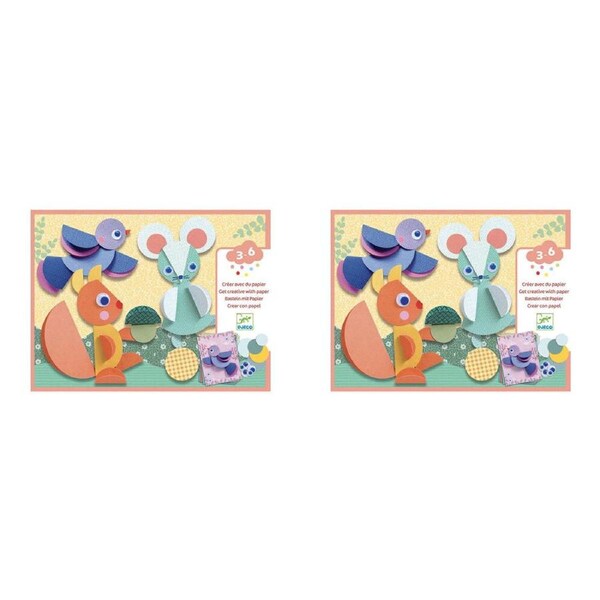 2x Djeco Round & Round Paper Collage Kids/Children Art/Craft Activity Kit 3y+