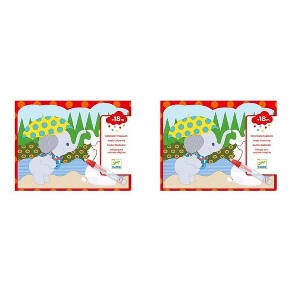 2x Djeco Hidden Outside Water Colouring Kids/Children Art Activity Set 18m+
