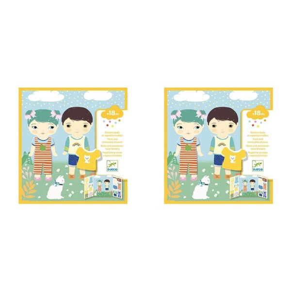 2x Djeco Clothes Stickers Set Kids/Children Art/Craft Activity Fun Play 18m+