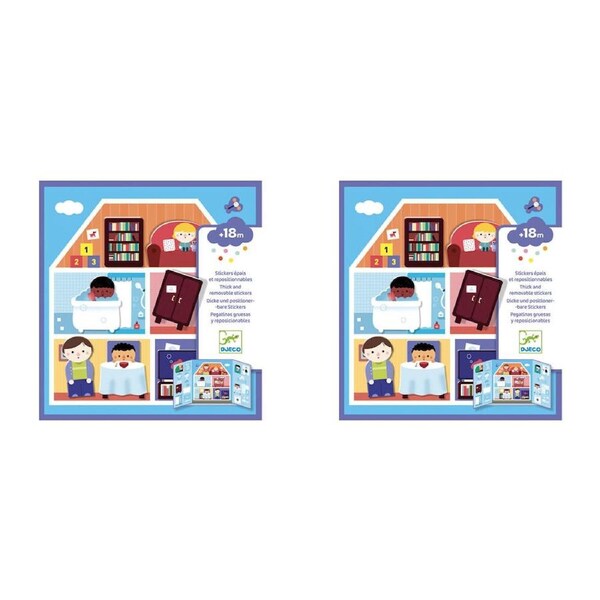 2x Djeco House Stickers Set Kids/Children Art/Craft Activity Fun Play 18m+