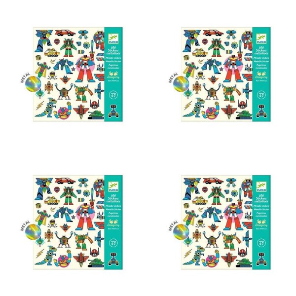 640pc Djeco Robot Metallic Stickers Stationery Art/Craft Decals Set Kids 4y+