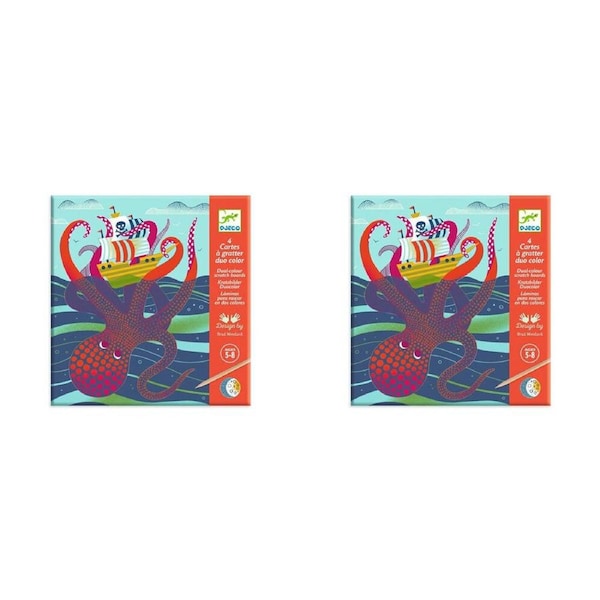 8pc Djeco Topsy-Turvy Scratch Cards w/ Stylus Art Activity Kit Kids 5y+