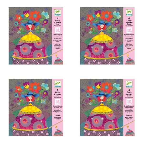 16pc Djeco The Beauties' Ball Scratch Cards w/ Stylus Activity Kit Kids 6y+