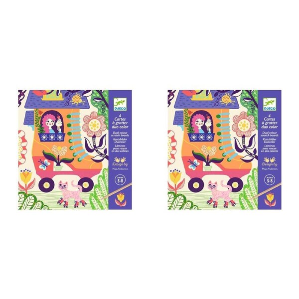 8pc Djeco Wacky Houses Scratch Cards w/ Stylus Art Activity Kit Kids 5y+