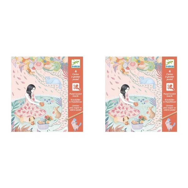 8pc Djeco The Picnic Scratch Cards w/ Stylus Art/Craft Activity Kit Kids 6y+