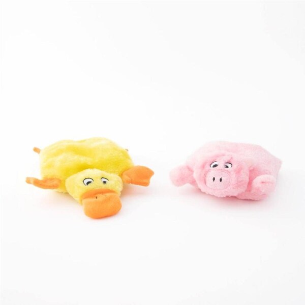 Zippy Paws Squeakie Pads No Stuffing Small Dog Toy - Duck & Pig 2-Pack