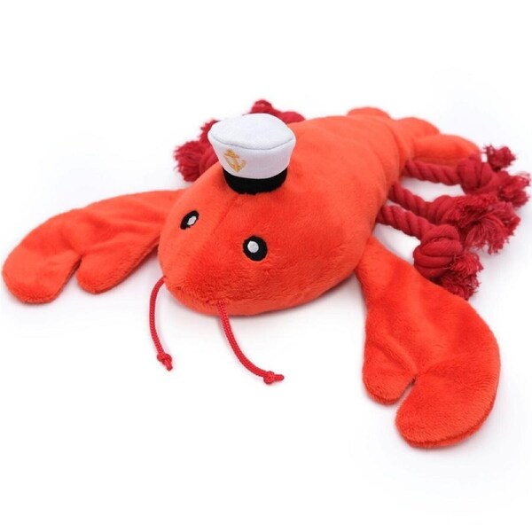 Zippy Paws Playful Pal Plush Squeaker Rope Dog Toy - Luca the Lobster