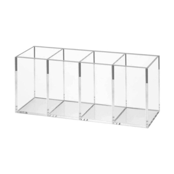 Transparent Acrylic Storage Box with Four Compartments Organiser for Home Office