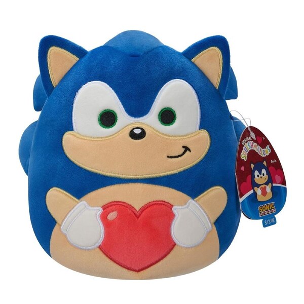 Squishmallows Valentines Sonic the Hedgehog Sonic Holding 8-Bit Heart 8 inch Plush