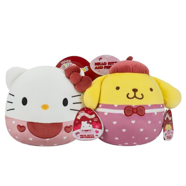 Squishmallows Valentines Hello Kitty and Pompompurin 8 inch Plush Pairs