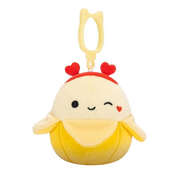 Squishmallows Valentines Junie the Banana 3.5 inch Clip-On Plush