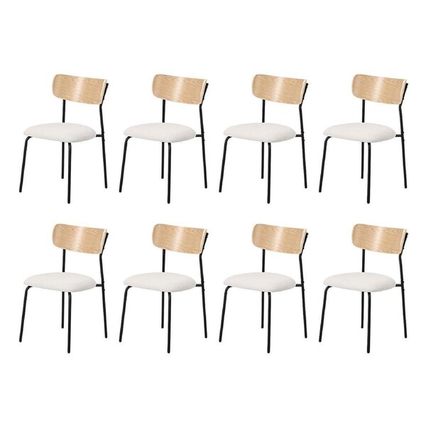 Oikiture 8PCS Dining Chairs Kitchen Chair Padded Lounge Seat Corduroy Beige