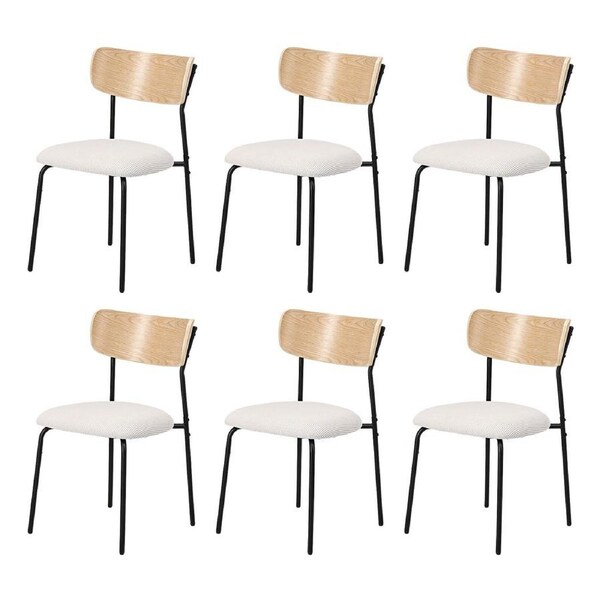 Oikiture 6PCS Dining Chairs Kitchen Chair Padded Lounge Seat Corduroy Beige
