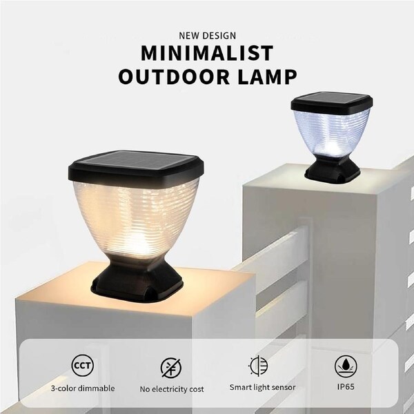 Outway 2x Solar Pillar Light LED Garden Lights Outdoor Yard Lamp
