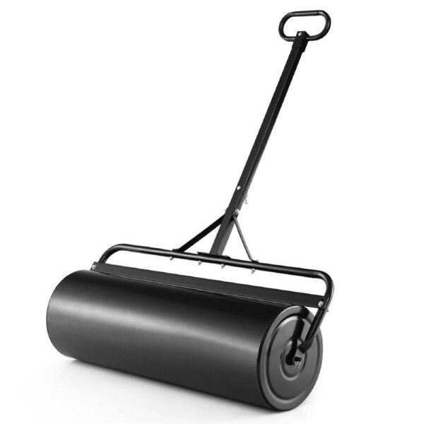 Costway Metal Lawn Roller Push/Tow-Behind 63L Water/Sand-Filled Yard Roller w/Detachable Handle Garden