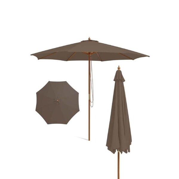Costway 3M Patio Umbrella Outdoor Table Market Umbrella w/8 Bamboo Ribs Pulley Lift & Ventilation Hole Sunshade