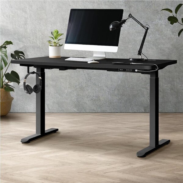 Oikiture Electric Standing Desk Dual Motor 120-160CM 4 Colors Walnut/140*70*2.5cm / DUAL Motor/Black